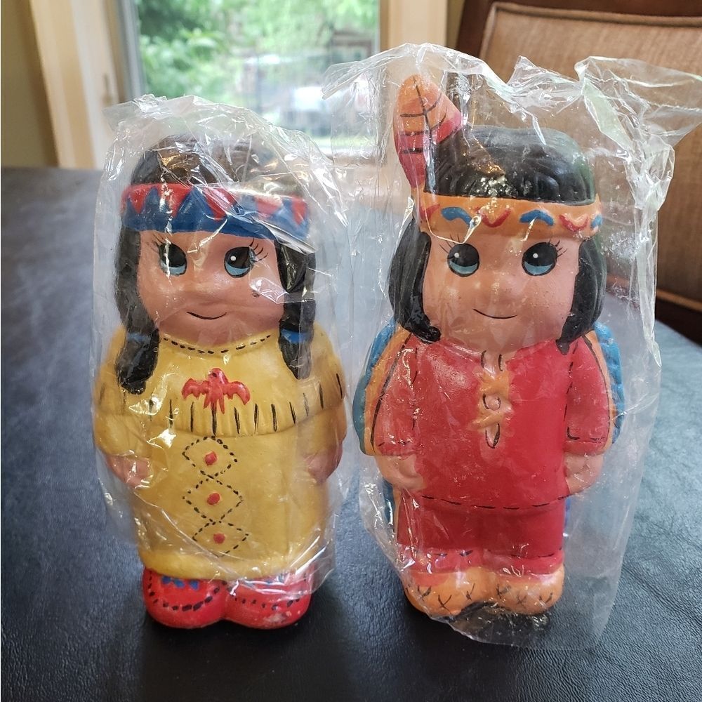Bisque American Indian Boy & Girl Set